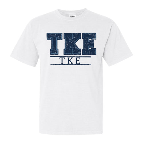 Tau Kappa Epsilon Comfort Colors T-Shirt - TKE Washed Letters Shirt - Kite and Crest
