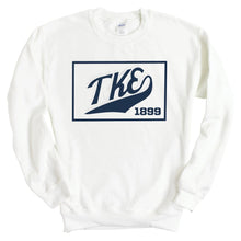 Load image into Gallery viewer, Tau Kappa Epsilon Sweatshirt - TKE Baseball Boxed Crewneck Sweatshirt - Kite and Crest
