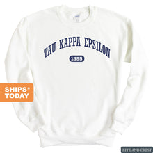 Load image into Gallery viewer, Tau Kappa Epsilon Sweatshirt - TKE Fraternal Arch Crewneck Sweatshirt - Kite and Crest
