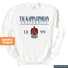 Load image into Gallery viewer, Tau Kappa Epsilon Sweatshirt - TKE Large Crest Crewneck Sweatshirt - Kite and Crest
