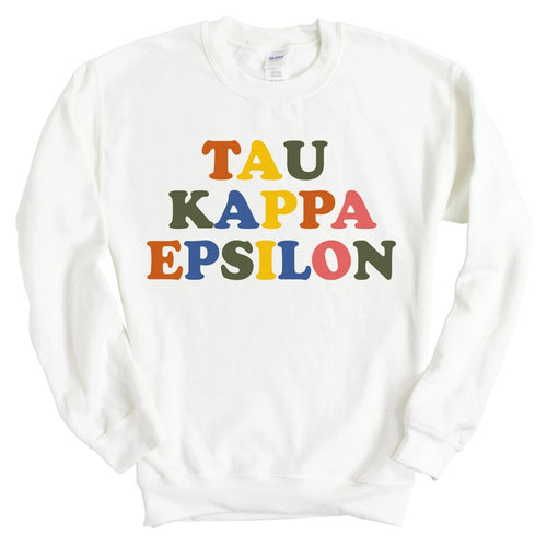 Tau Kappa Epsilon Sweatshirt - TKE Retro Letters Crewneck Sweatshirt - Kite and Crest