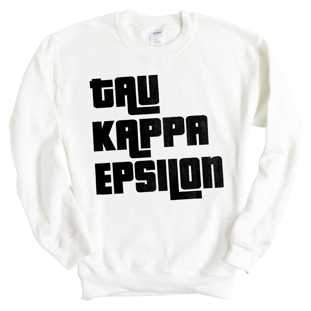 Tau Kappa Epsilon Sweatshirt - TKE Stacked Letters Crewneck Sweatshirt - Kite and Crest