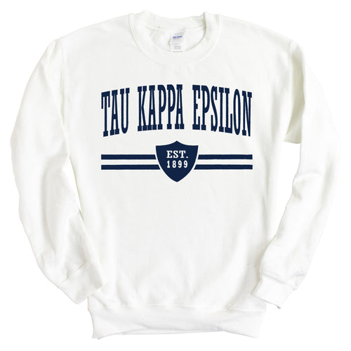 Tau Kappa Epsilon Sweatshirt - TKE Striped Shield Crewneck Sweatshirt - Kite and Crest