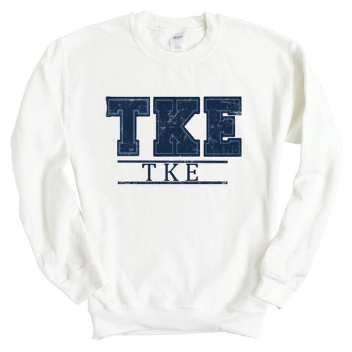 Tau Kappa Epsilon Sweatshirt - TKE Washed Letters Crewneck Sweatshirt - Kite and Crest