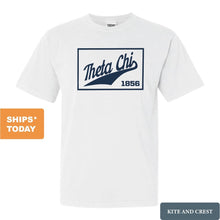Load image into Gallery viewer, Theta Chi Comfort Colors T-Shirt - Theta Chi Baseball Boxed Shirt - Kite and Crest
