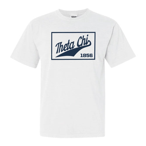 Theta Chi Comfort Colors T-Shirt - Theta Chi Baseball Boxed Shirt - Kite and Crest