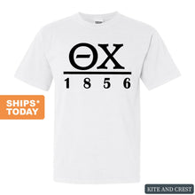 Load image into Gallery viewer, Theta Chi Comfort Colors T-Shirt - Theta Chi Black Letters Shirt - Kite and Crest
