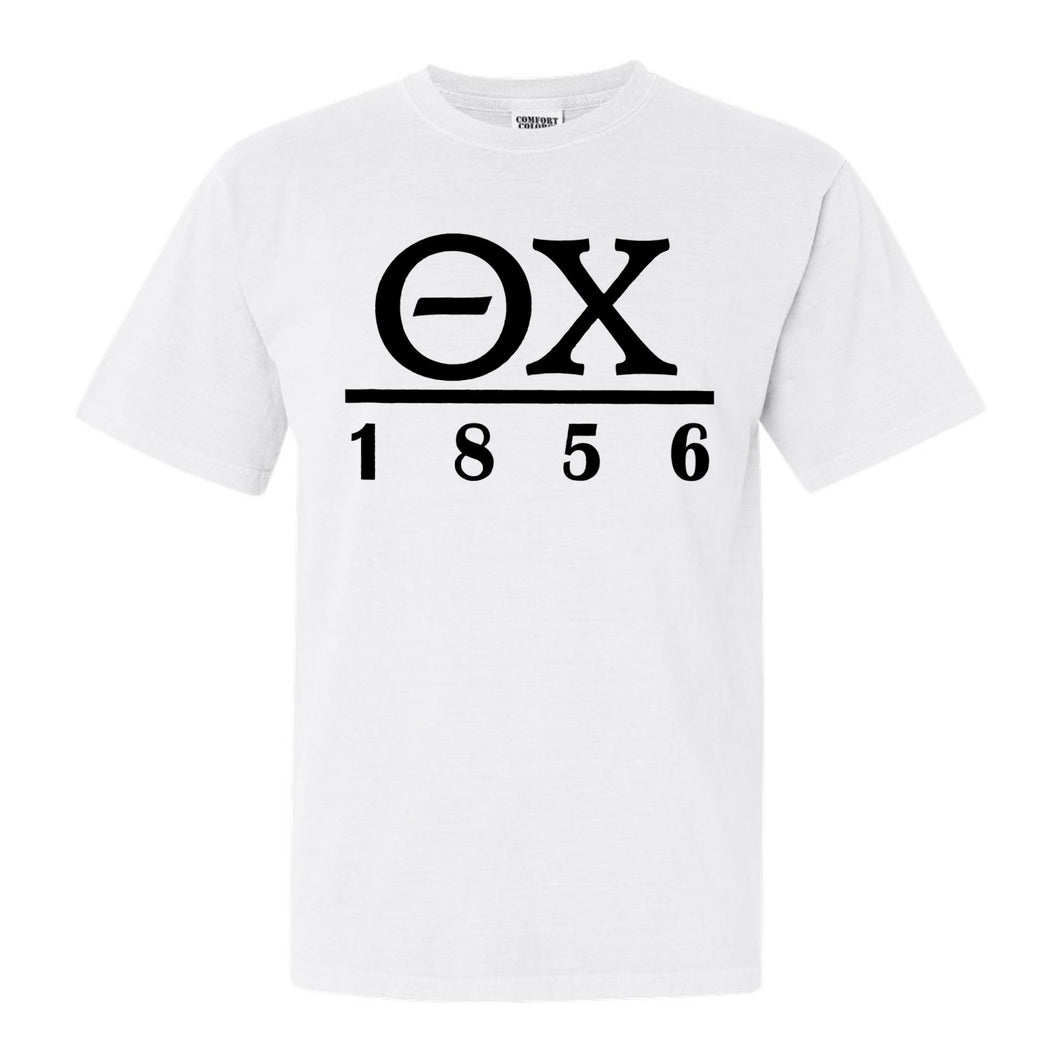 Theta Chi Comfort Colors T-Shirt - Theta Chi Black Letters Shirt - Kite and Crest