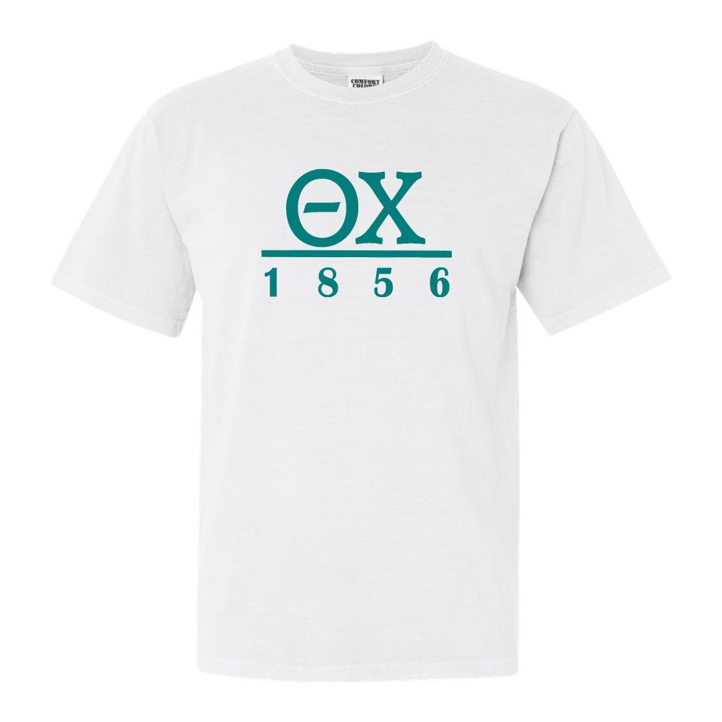 Theta Chi Comfort Colors T-Shirt - Theta Chi Lettered Basic Shirt - Kite and Crest