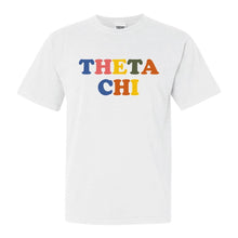 Load image into Gallery viewer, Theta Chi Comfort Colors T-Shirt - Theta Chi Retro Letters Shirt - Kite and Crest
