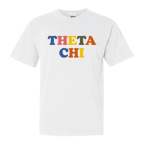 Theta Chi Comfort Colors T-Shirt - Theta Chi Retro Letters Shirt - Kite and Crest