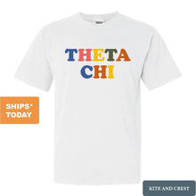 Load image into Gallery viewer, Theta Chi Comfort Colors T-Shirt - Theta Chi Retro Letters Shirt - Kite and Crest
