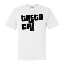 Load image into Gallery viewer, Theta Chi Comfort Colors T-Shirt - Theta Chi Stacked Letters Shirt - Kite and Crest
