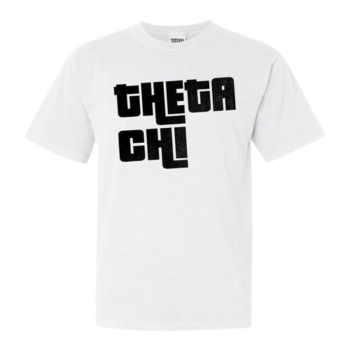 Theta Chi Comfort Colors T-Shirt - Theta Chi Stacked Letters Shirt - Kite and Crest
