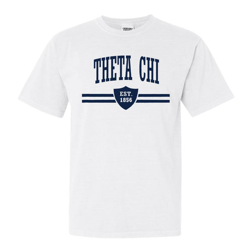 Theta Chi Comfort Colors T-Shirt - Theta Chi Striped Shield Shirt - Kite and Crest