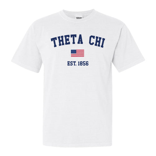 Theta Chi Comfort Colors T-Shirt - Theta Chi USA Flag Shirt - Kite and Crest