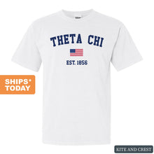 Load image into Gallery viewer, Theta Chi Comfort Colors T-Shirt - Theta Chi USA Flag Shirt - Kite and Crest
