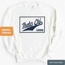 Load image into Gallery viewer, Theta Chi Sweatshirt - Theta Chi Baseball Boxed Crewneck Sweatshirt - Kite and Crest
