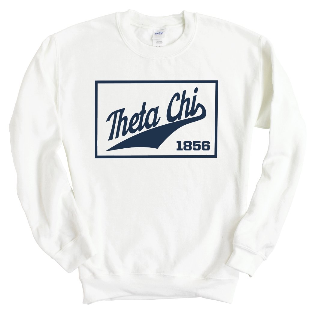 Theta Chi Sweatshirt - Theta Chi Baseball Boxed Crewneck Sweatshirt - Kite and Crest