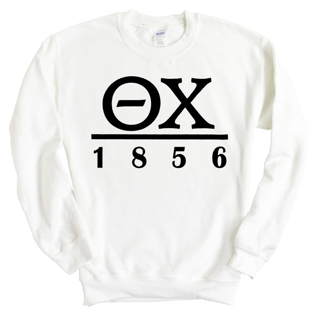 Theta Chi Sweatshirt - Theta Chi Black Letters Crewneck Sweatshirt - Kite and Crest