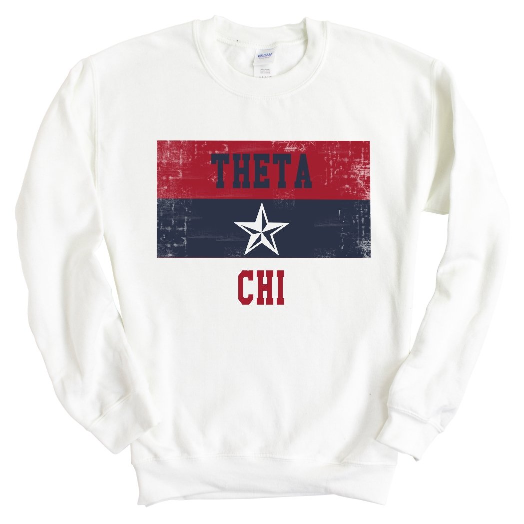 Theta Chi Sweatshirt - Theta Chi Colorful Stripe Crewneck Sweatshirt - Kite and Crest