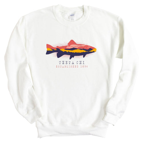 Theta Chi Sweatshirt - Theta Chi Fishing Crewneck Sweatshirt - Kite and Crest