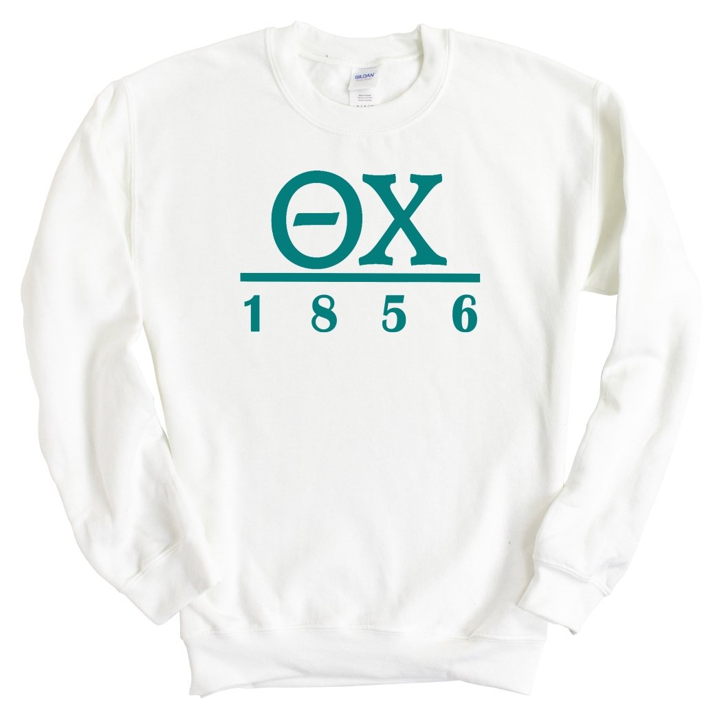 Theta Chi Sweatshirt - Theta Chi Lettered Basic Crewneck Sweatshirt - Kite and Crest