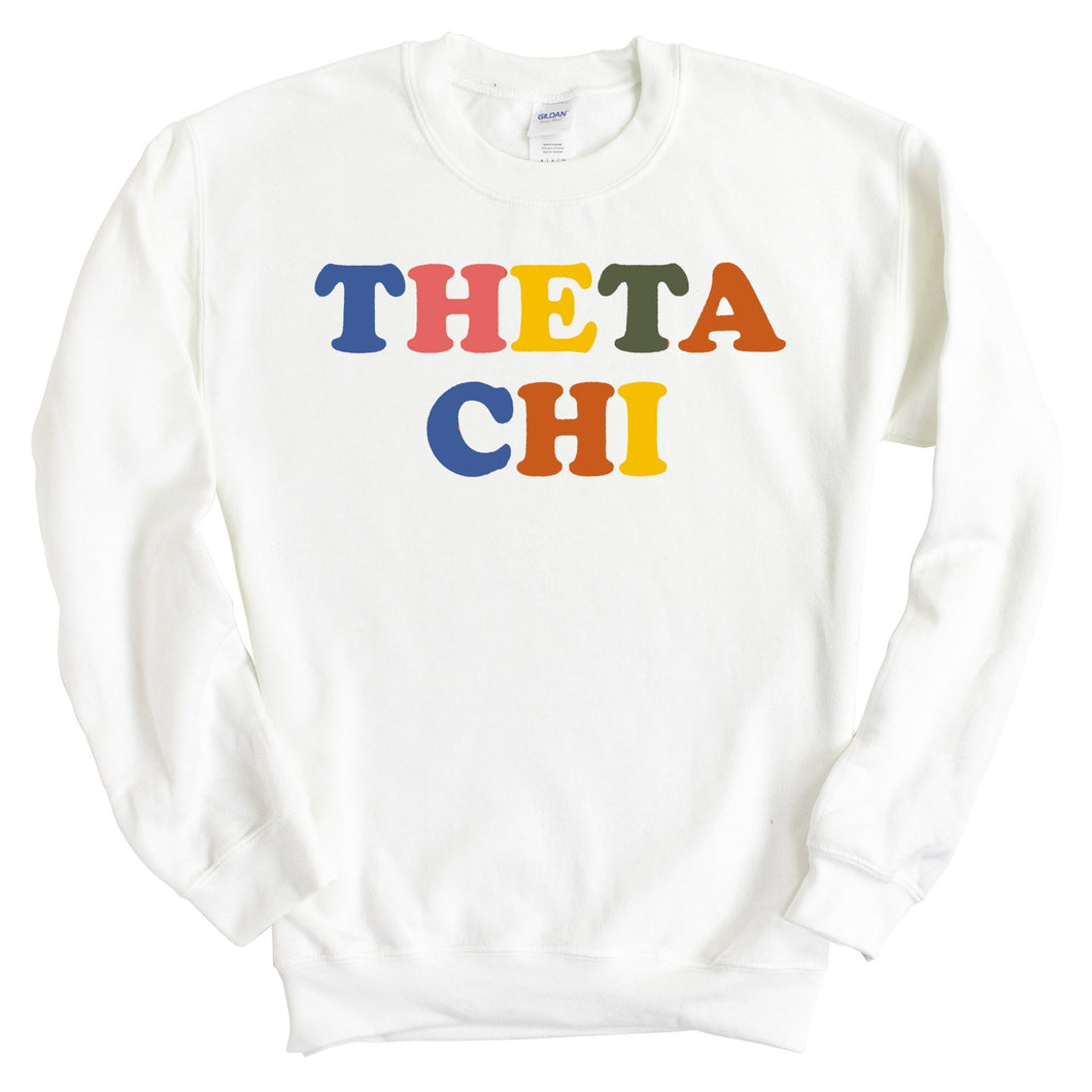 Theta Chi Sweatshirt - Theta Chi Retro Letters Crewneck Sweatshirt - Kite and Crest