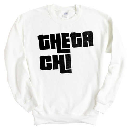 Theta Chi Sweatshirt - Theta Chi Stacked Letters Crewneck Sweatshirt - Kite and Crest