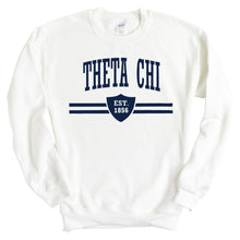 Load image into Gallery viewer, Theta Chi Sweatshirt - Theta Chi Striped Shield Crewneck Sweatshirt - Kite and Crest
