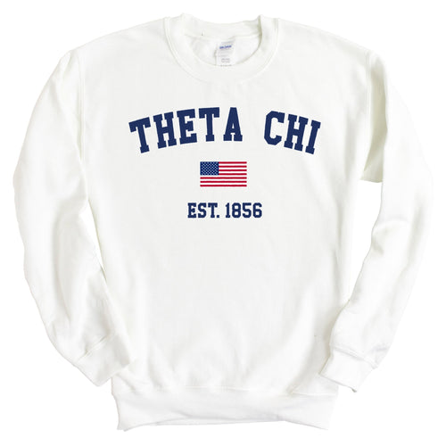 Theta Chi Sweatshirt - Theta Chi USA Flag Crewneck Sweatshirt - Kite and Crest