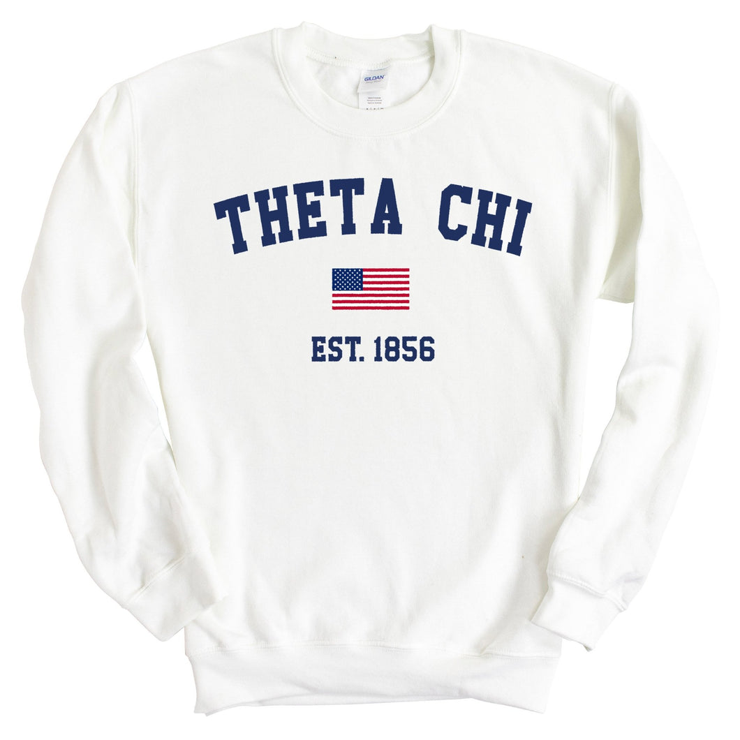 Theta Chi Sweatshirt - Theta Chi USA Flag Crewneck Sweatshirt - Kite and Crest