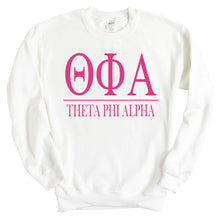 Load image into Gallery viewer, Theta Phi Alpha Big Letters Sorority Crewneck Sweatshirt - Kite and Crest
