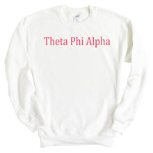 Load image into Gallery viewer, Theta Phi Alpha Sweatshirt | Theta Phi Basic Written Crewneck Sweatshirt | Theta Phi Alpha Sorority Gift Idea - Kite and Crest
