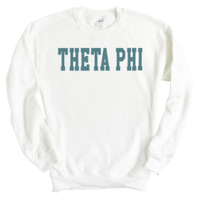 Load image into Gallery viewer, Theta Phi Alpha Sweatshirt - Theta Phi Blue Retro Crewneck Sweatshirt - Kite and Crest
