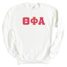 Load image into Gallery viewer, Theta Phi Alpha Sweatshirt - Theta Phi Cute Letters Crewneck Sweatshirt - Kite and Crest
