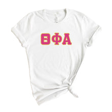 Load image into Gallery viewer, Theta Phi Alpha T-shirt - Theta Phi Cute Letters Tee - Kite and Crest
