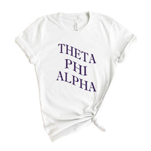 Load image into Gallery viewer, Theta Phi Alpha T-Shirt | Theta Phi Large and Wavy Letters Shirt | Theta Phi Alpha Sorority Gift Idea - Kite and Crest
