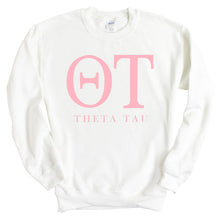 Load image into Gallery viewer, Theta Tau Classic Pink Letters Sweatshirt - Fraternity Crewneck Sweatshirt - Kite and Crest
