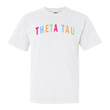 Load image into Gallery viewer, Theta Tau Greek Rainbow Comfort Colors T-Shirt - Kite and Crest
