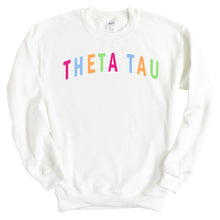 Load image into Gallery viewer, Theta Tau Greek Rainbow Sweatshirt - Fraternity Crewneck Sweatshirt - Kite and Crest
