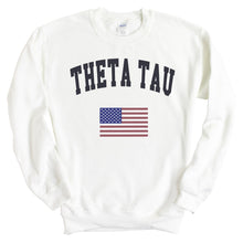 Load image into Gallery viewer, Theta Tau Traditional Flag Sweatshirt - Fraternity Crewneck Sweatshirt - Kite and Crest
