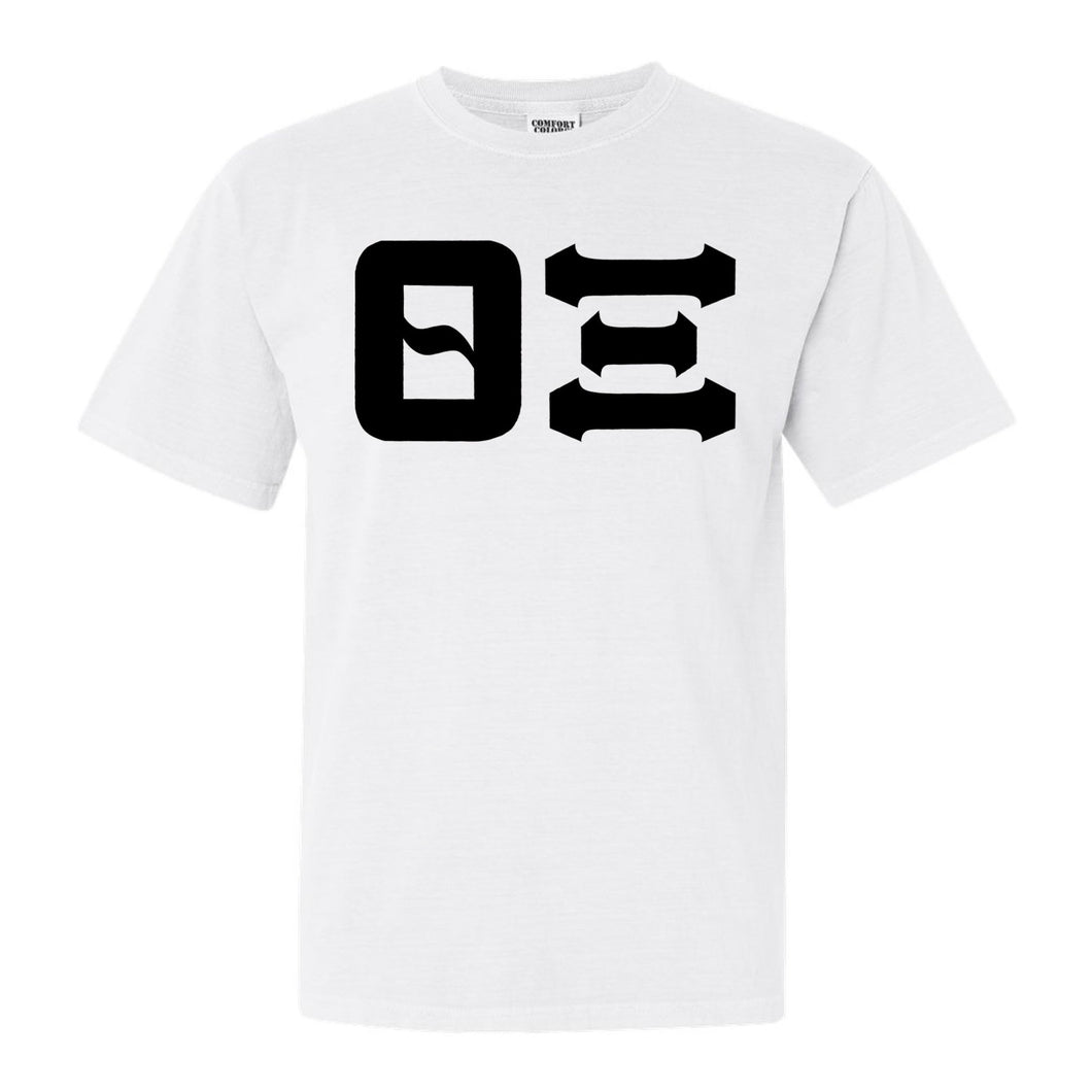 Theta Xi Basic Black Letters Comfort Colors T-Shirt - Fraternity Tee - Kite and Crest
