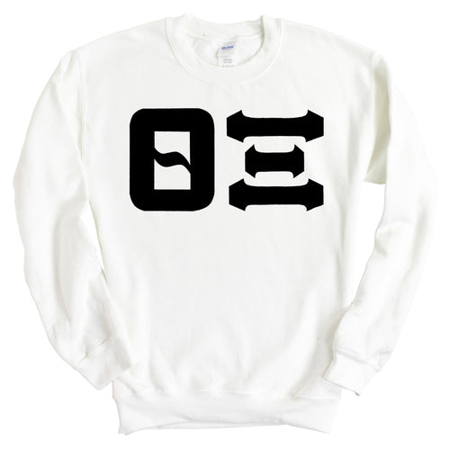 Theta Xi Basic Black Letters Sweatshirt - Fraternity Crewneck Sweatshirt - Kite and Crest