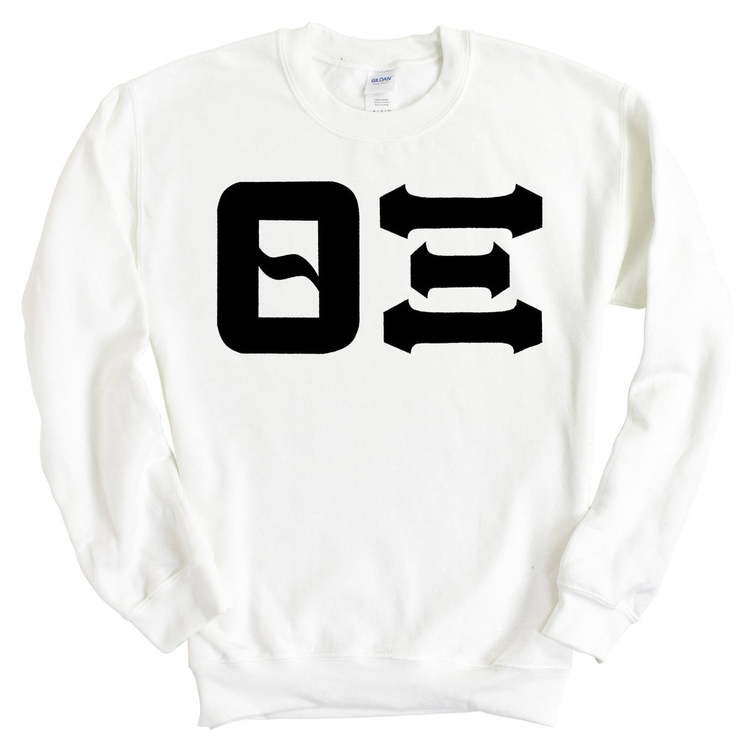 Theta Xi Basic Black Letters Sweatshirt - Fraternity Crewneck Sweatshirt - Kite and Crest