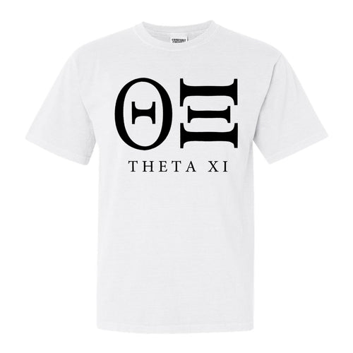 Theta Xi Block Letter Comfort Colors T-Shirt - Fraternity Tee - Kite and Crest