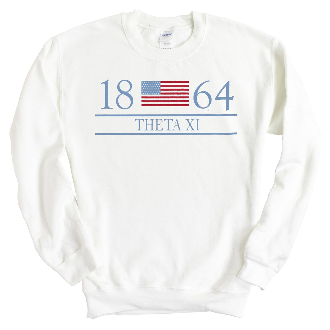 Theta Xi Flag Year Sweatshirt - Fraternity Crewneck Sweatshirt - Kite and Crest