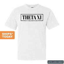 Load image into Gallery viewer, Theta Xi Fraternal Block Comfort Colors T-Shirt - Fraternity Tee - Kite and Crest
