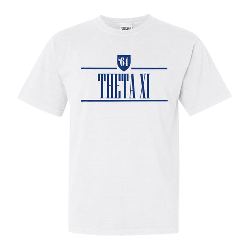 Theta Xi Shield Comfort Colors T-Shirt - Fraternity Tee - Kite and Crest