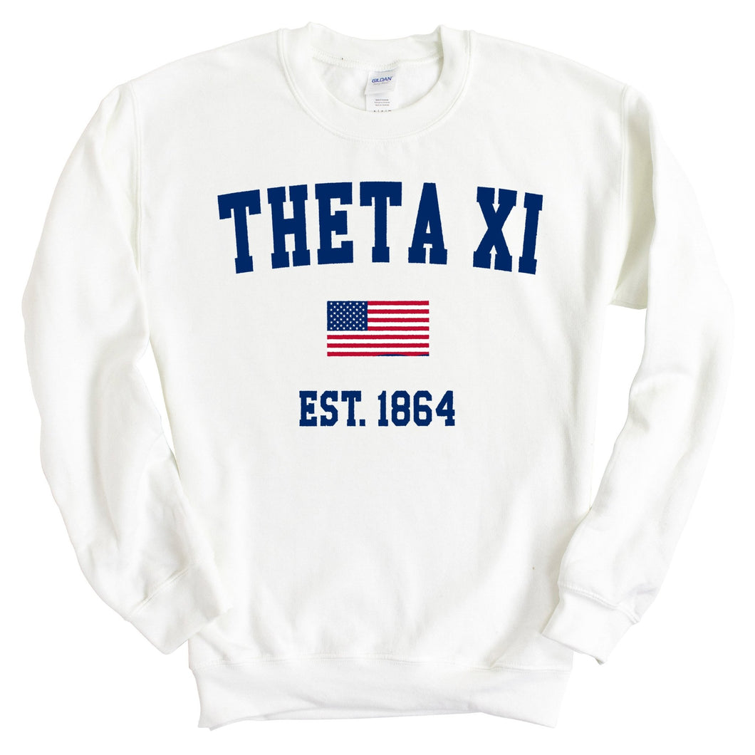 Theta Xi USA Flag Sweatshirt - Fraternity Crewneck Sweatshirt - Kite and Crest